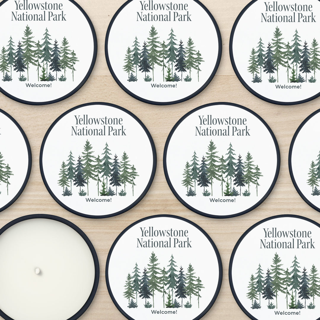 Watercolor Pine Trees 2oz Mini Lavender Candles