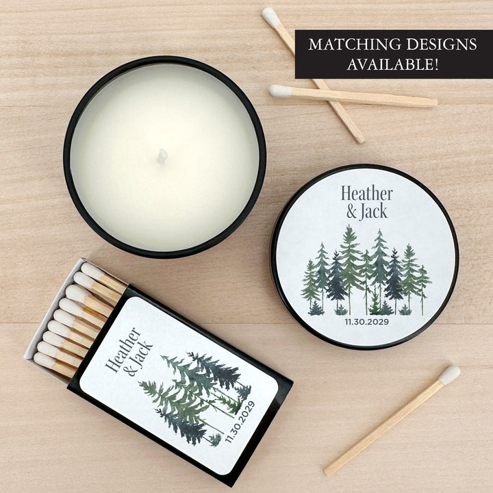 Watercolor Pine Trees 2oz Mini Lavender Candles