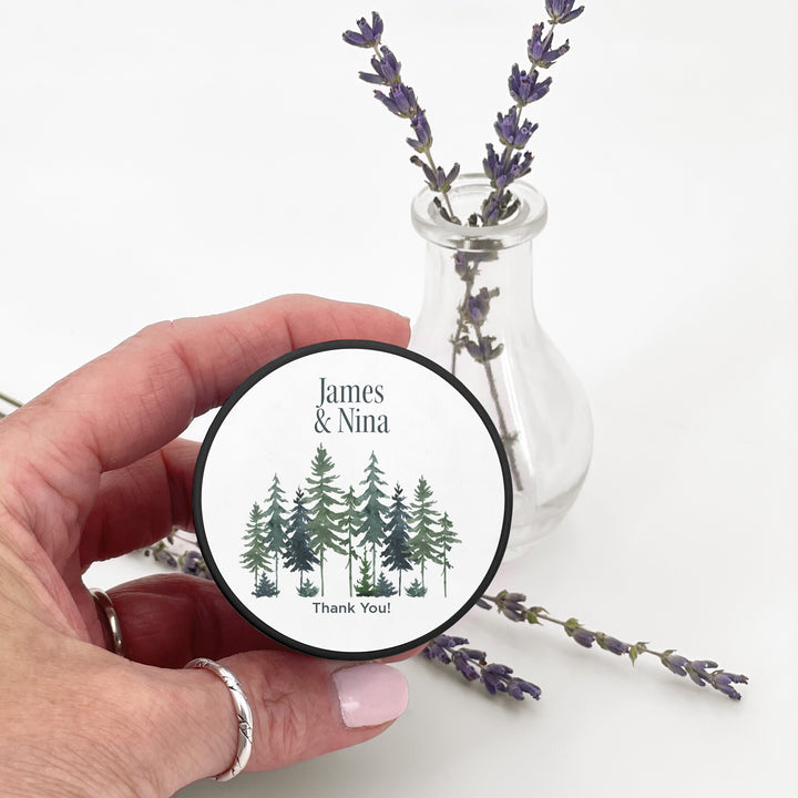 Watercolor Pine Trees 2oz Mini Lavender Candles