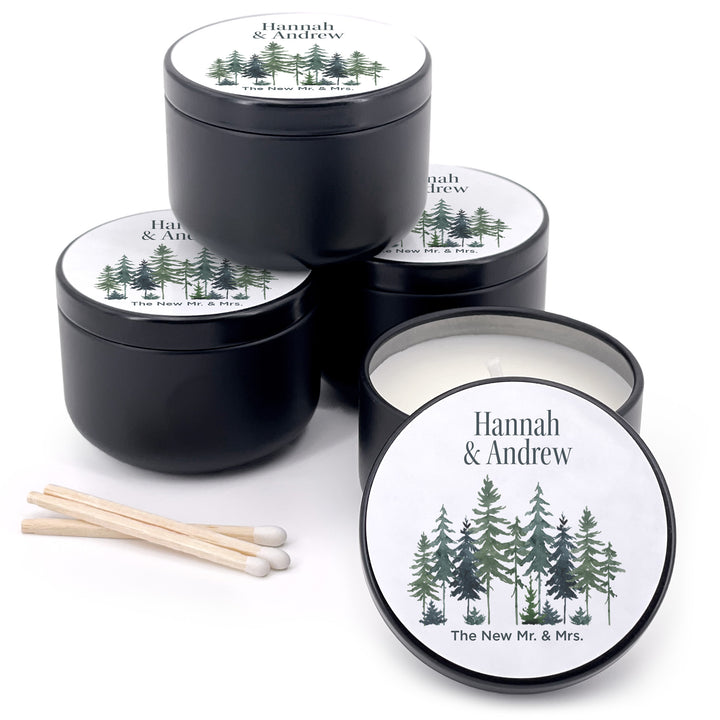 Watercolor Pine Trees 2oz Mini Lavender Candles