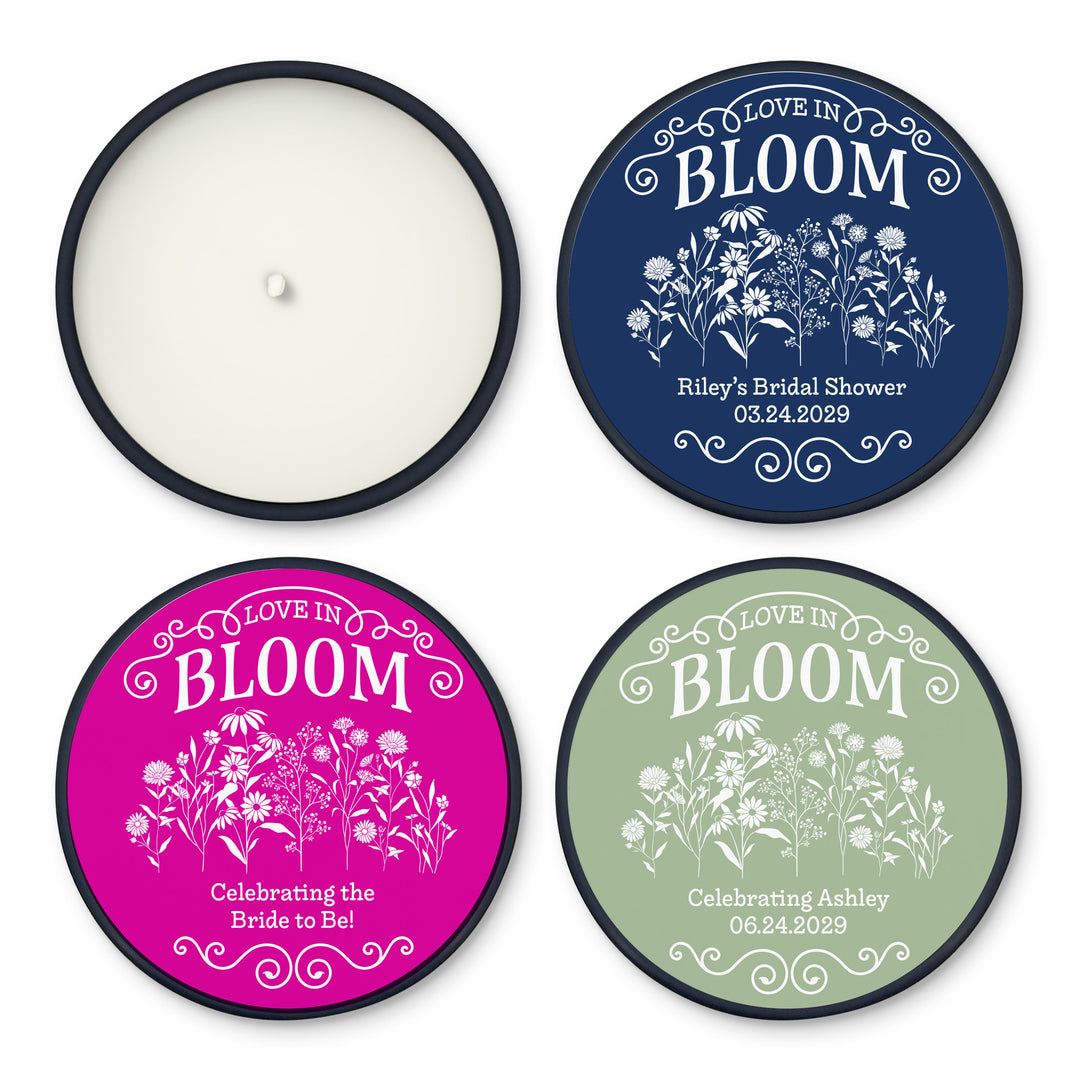 Love in Bloom Wildflowers, Wedding Favors, 2oz Mini Lavender Candles
