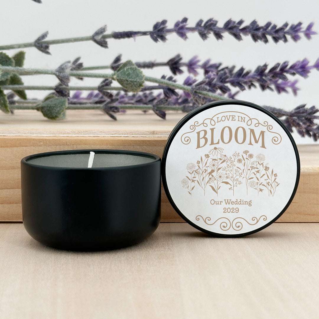 Love in Bloom Wildflowers, Wedding Favors, 2oz Mini Lavender Candles