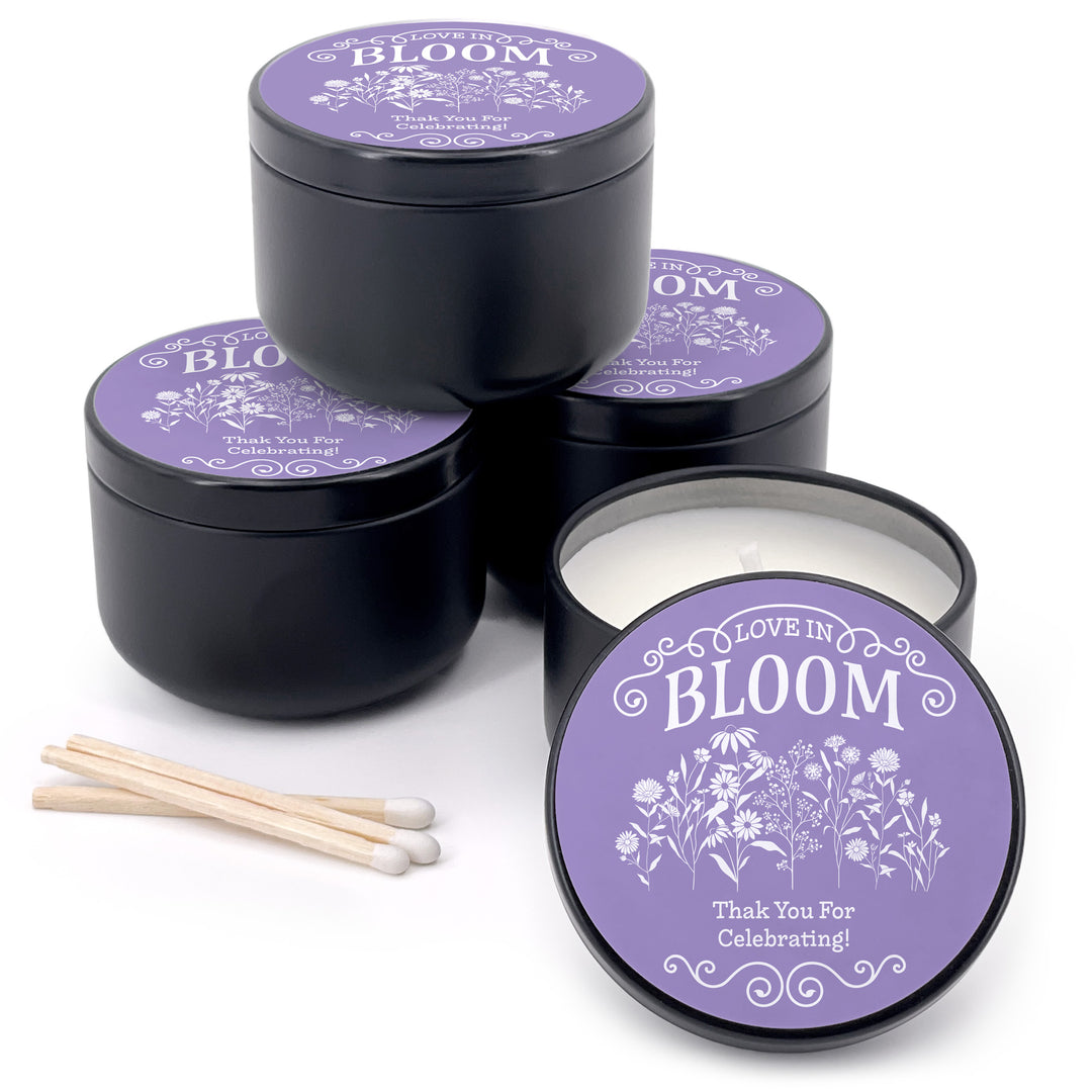 Love in Bloom Wildflowers, Wedding Favors, 2oz Mini Lavender Candles