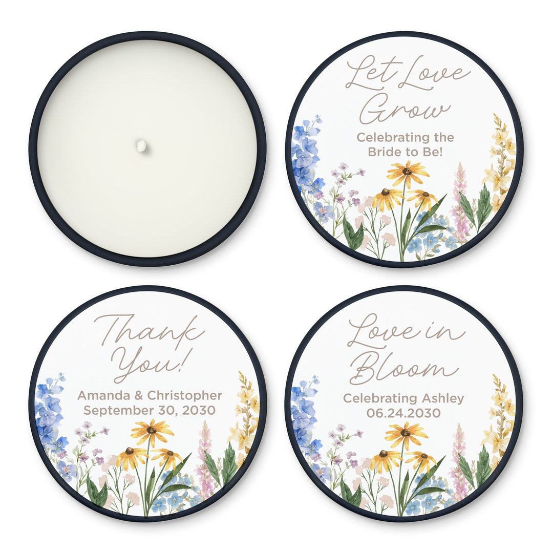 Love in Bloom, Let Love Grow, Wildflower Wedding Favors, 2oz Mini Lavender Candles