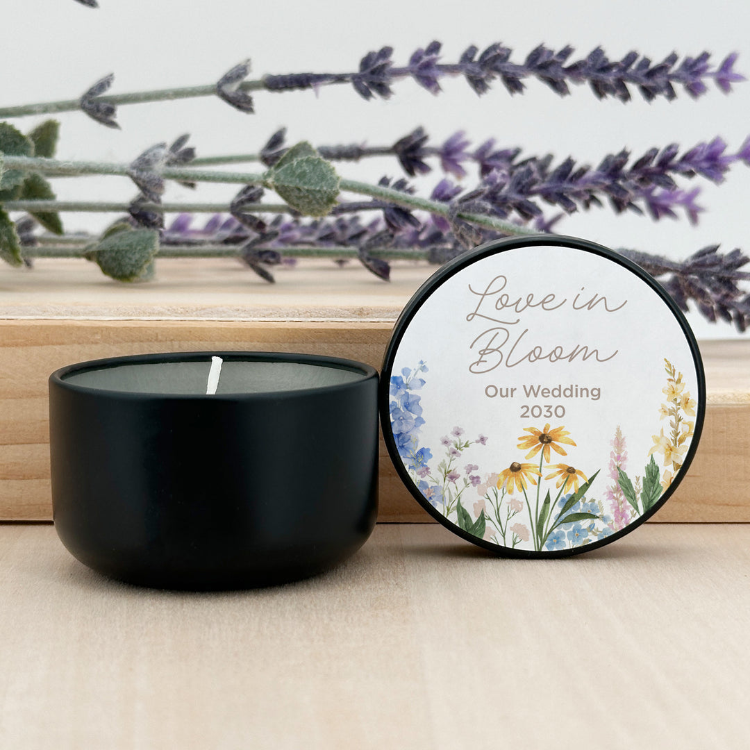 Love in Bloom, Let Love Grow, Wildflower Wedding Favors, 2oz Mini Lavender Candles