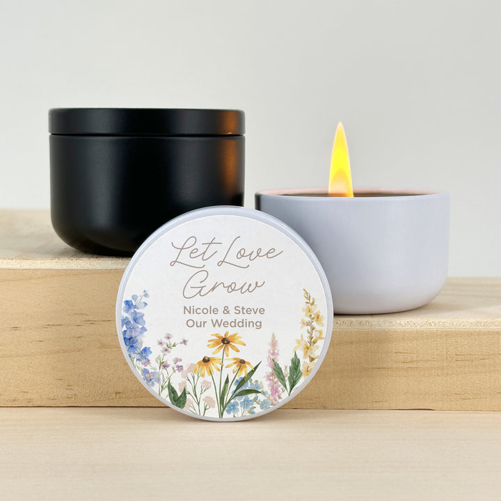 Love in Bloom, Let Love Grow, Wildflower Wedding Favors, 2oz Mini Lavender Candles