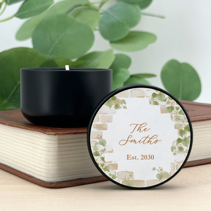Fall Candle Wedding Favors, Stone Wall with Vines, 2 oz mini lavender candles