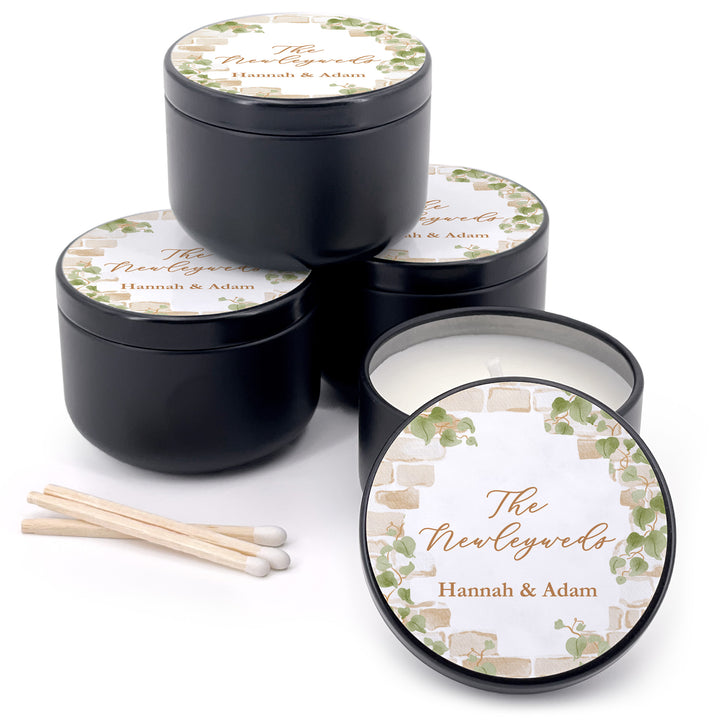 Fall Candle Wedding Favors, Stone Wall with Vines, 2 oz mini lavender candles