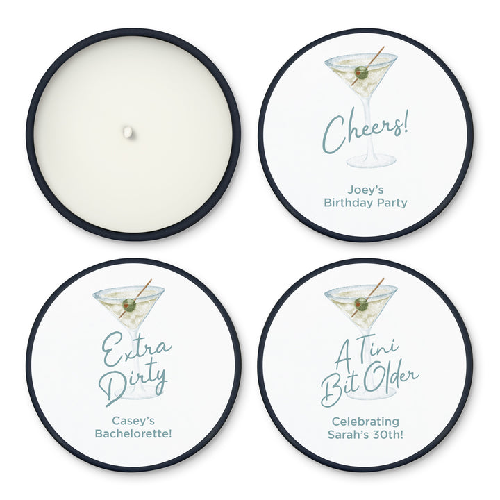 Custom Candles, Birthday Party Favors, Bachelorette Favors, A Tini Bit Older, Martini Candles, 2 oz lavender candles