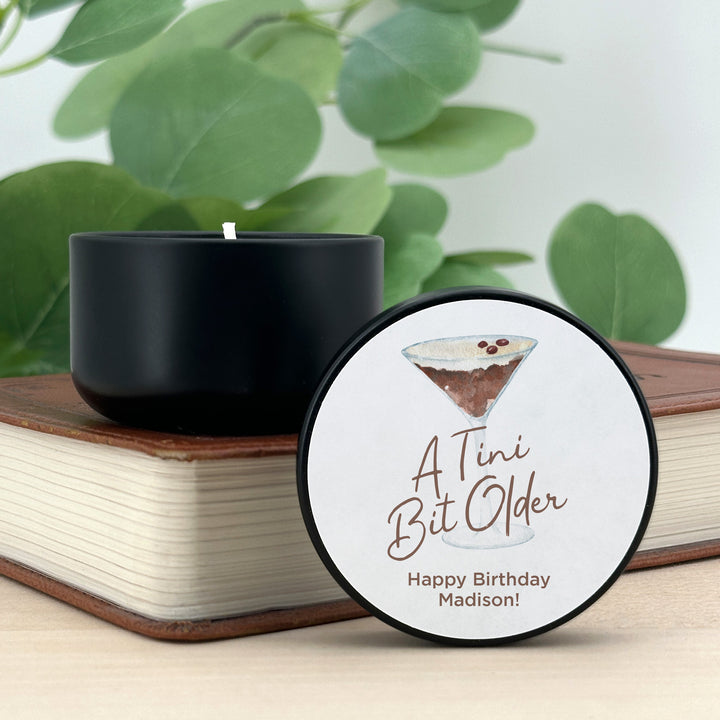 Personalized Espresso Martini Birthday Party Favors, Lavender Soy Candle (2oz)