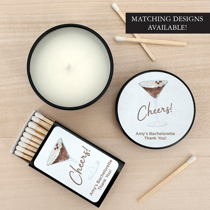 Personalized Espresso Martini Birthday Party Favors, Lavender Soy Candle (2oz)