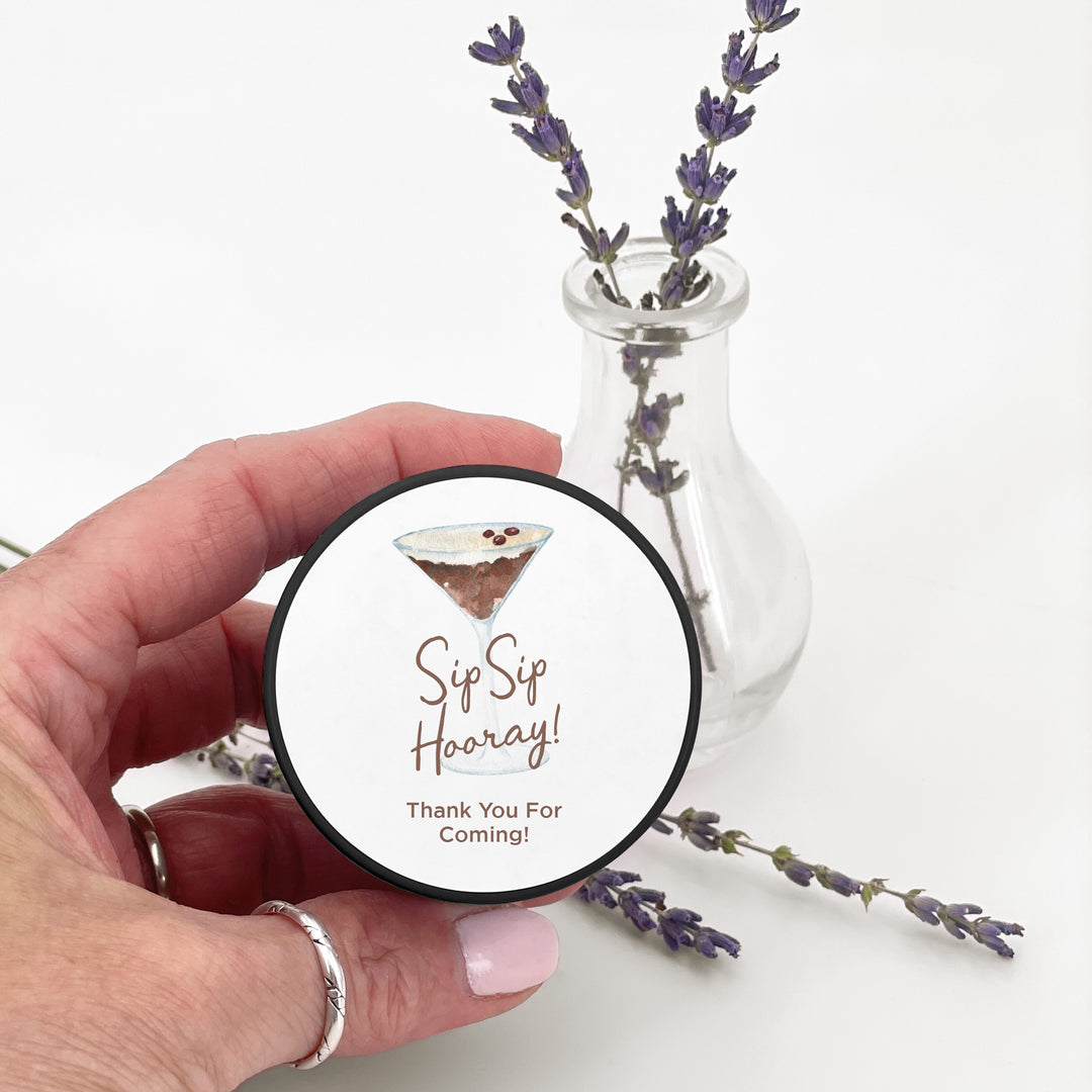 Personalized Espresso Martini Birthday Party Favors, Lavender Soy Candle (2oz)