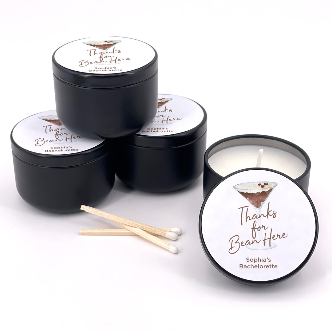 Personalized Espresso Martini Birthday Party Favors, Lavender Soy Candle (2oz)
