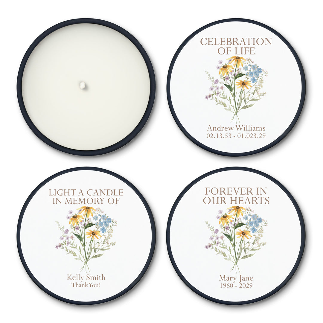 Wildflower Memorial, Funeral Service Favor, Celebration of Life - 2oz Candle