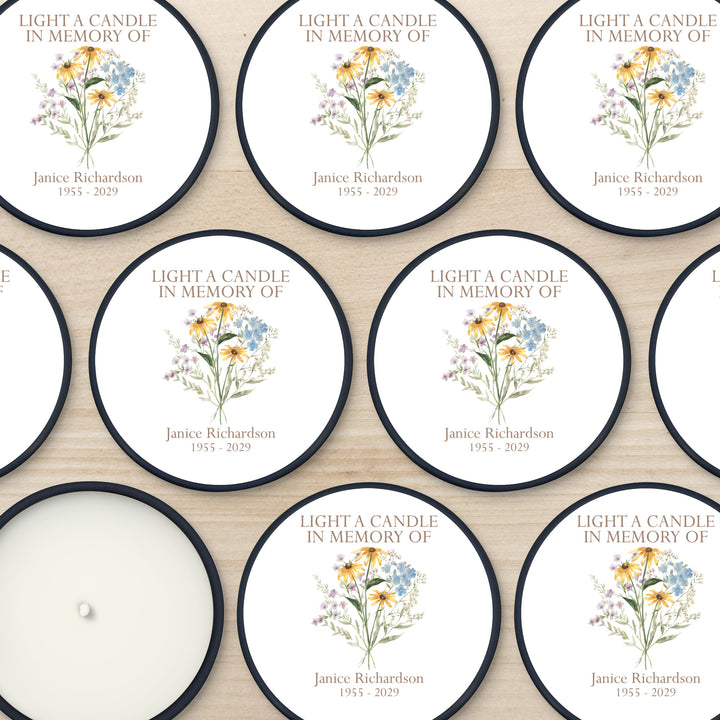 Wildflower Memorial, Funeral Service Favor, Celebration of Life - 2oz Candle