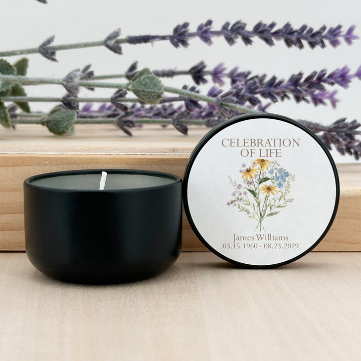 Wildflower Memorial, Funeral Service Favor, Celebration of Life - 2oz Candle