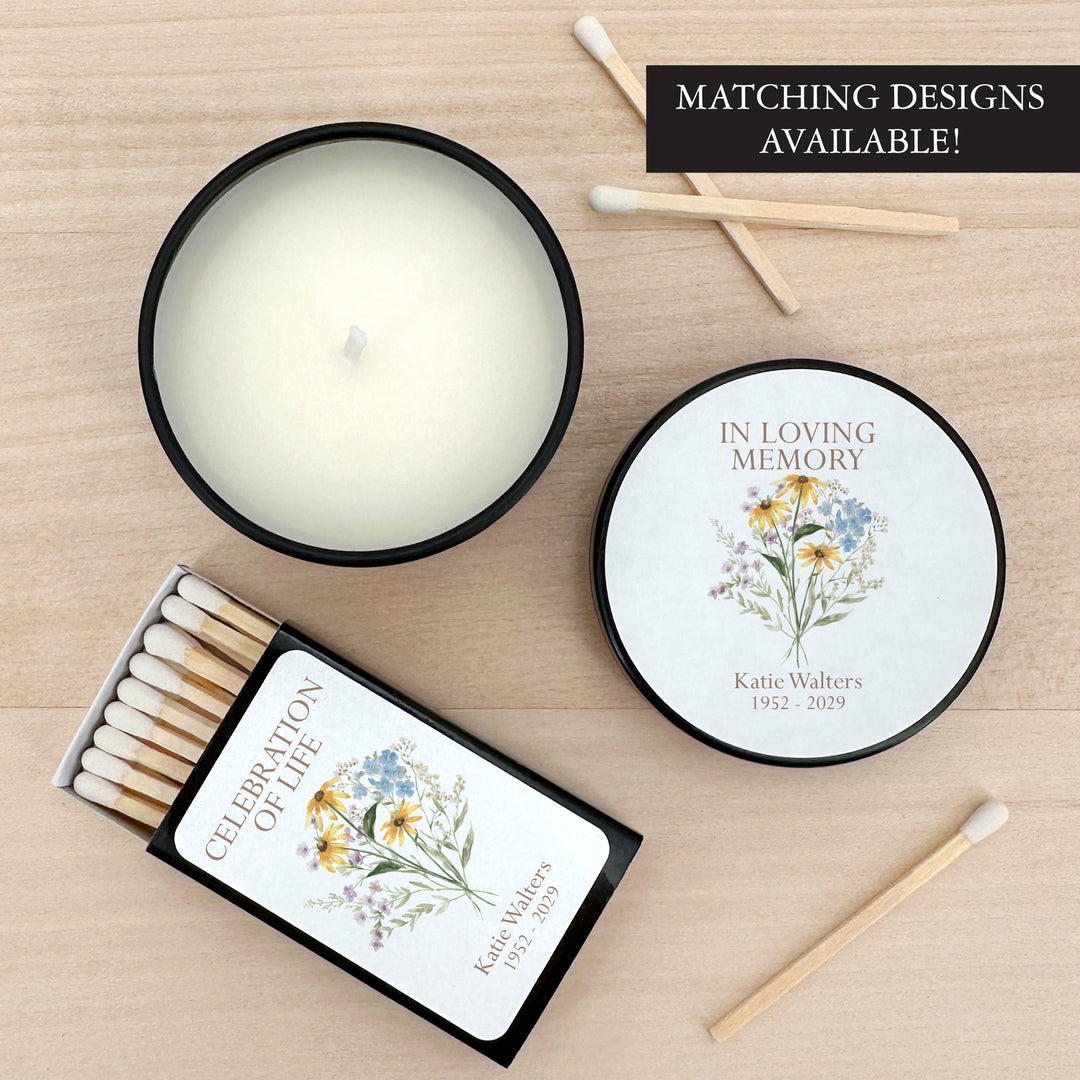 Wildflower Memorial, Funeral Service Favor, Celebration of Life - 2oz Candle