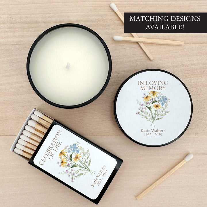 Wildflower Memorial, Funeral Service Favor, Celebration of Life - 2oz Candle