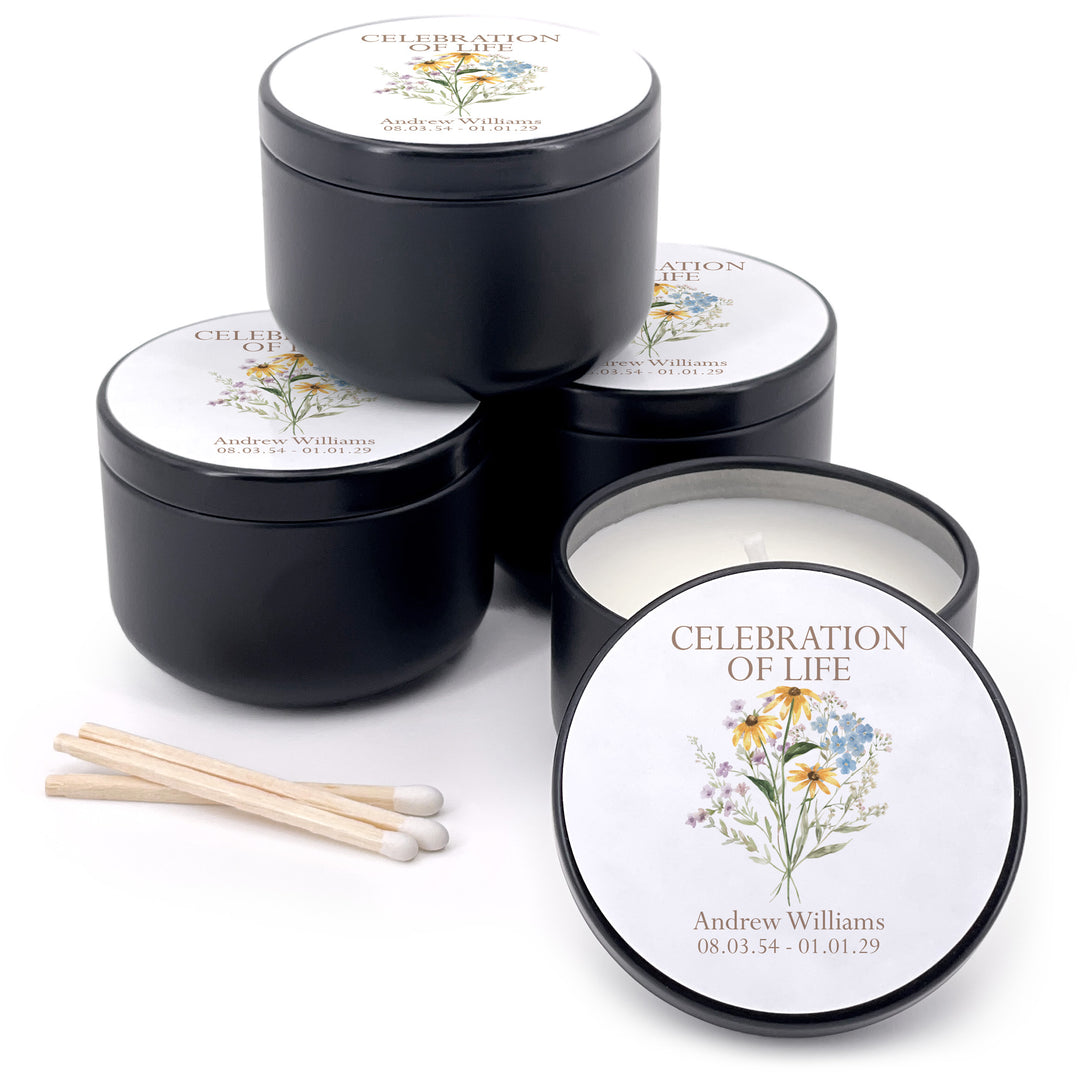 Wildflower Memorial, Funeral Service Favor, Celebration of Life - 2oz Candle