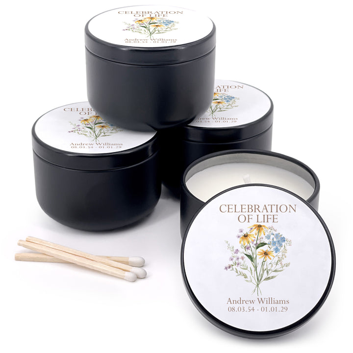 Wildflower Memorial, Funeral Service Favor, Celebration of Life - 2oz Candle