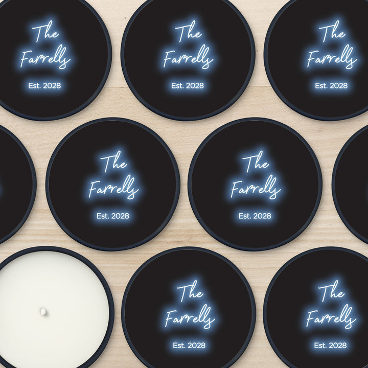 Bulk Wedding Favors, Custom Candles, Unique Wedding Favors, Neon Sign, 2oz Mini Lavender Candles