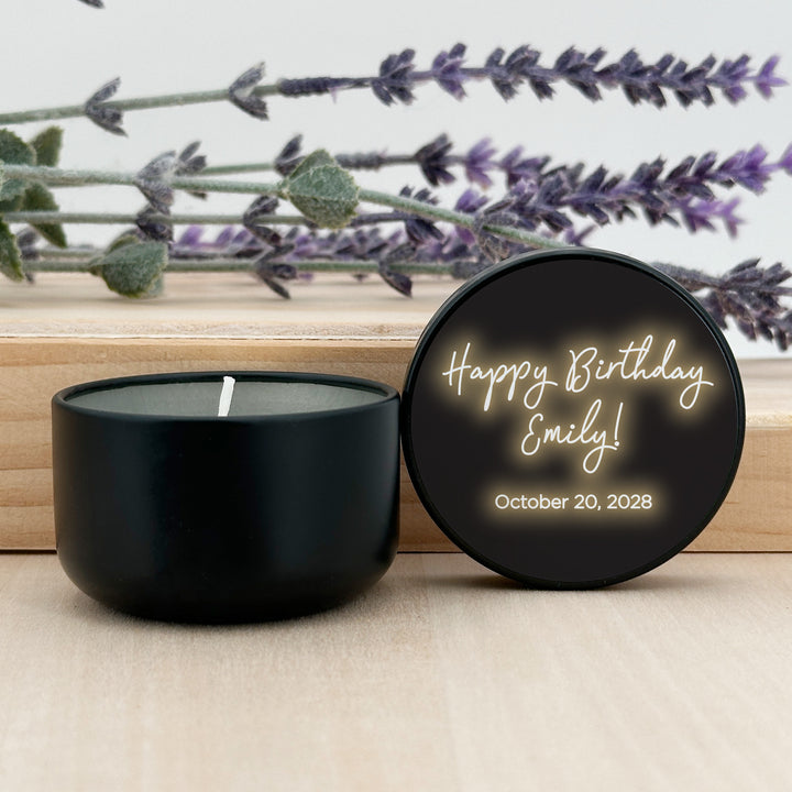 Bulk Wedding Favors, Custom Candles, Unique Wedding Favors, Neon Sign, 2oz Mini Lavender Candles