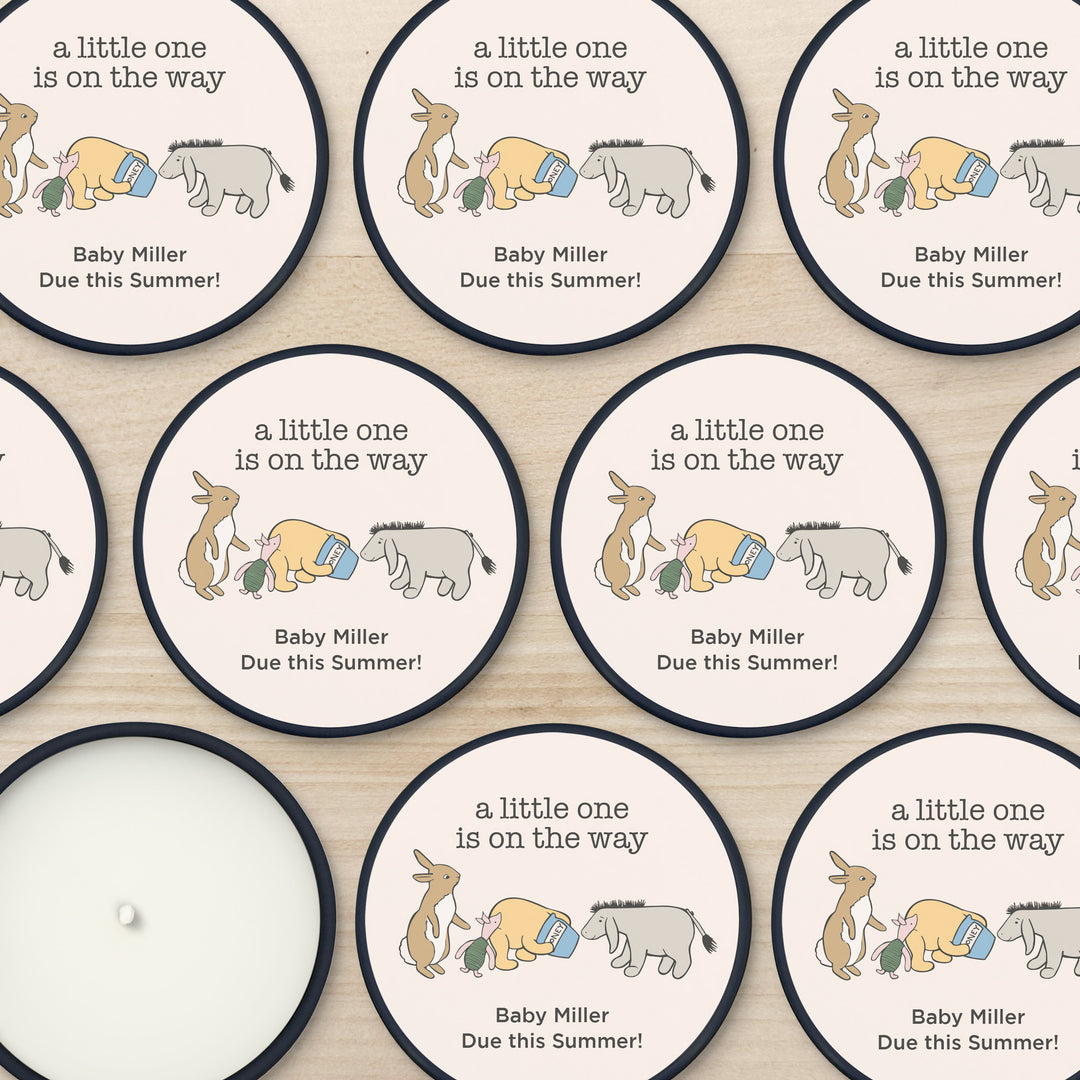 Personalized Candles, Baby Shower Candle Favors, Winnie the Pooh and Friends, 2oz Mini Lavender Candles