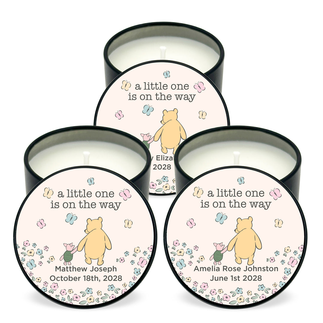 Personalized Candles, Baby Shower Candle Favors, Winnie the Pooh and Piglet, 2oz Mini Lavender Candles