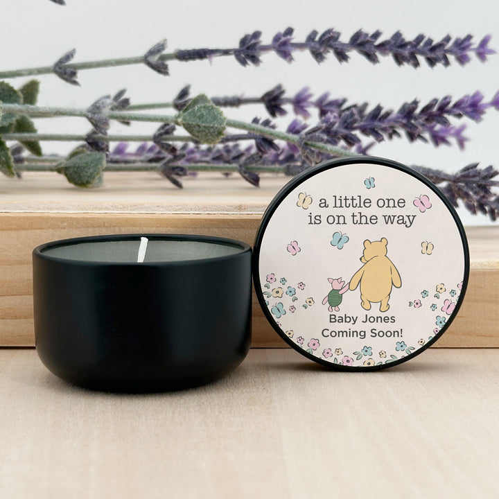 Personalized Candles, Baby Shower Candle Favors, Winnie the Pooh and Piglet, 2oz Mini Lavender Candles