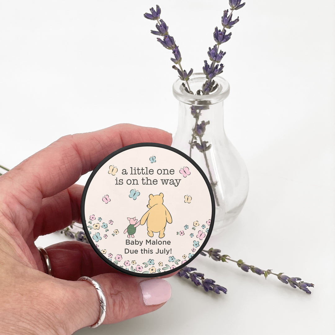 Personalized Candles, Baby Shower Candle Favors, Winnie the Pooh and Piglet, 2oz Mini Lavender Candles