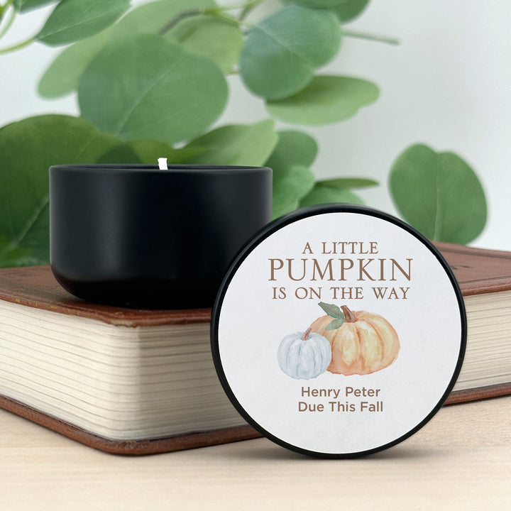 Personalized Candles, Baby Shower Candle Favors, A Little Pumpkin is on the Way, Watercolor Pumpkins, 2oz Mini Lavender Candles