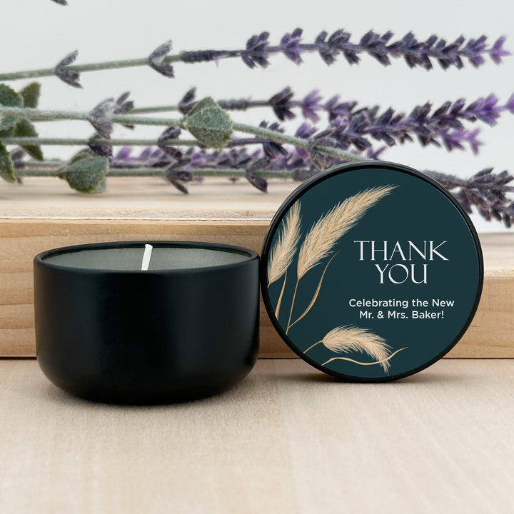 Bulk Wedding Favors, Unique Wedding Favors, Custom Candles, Harvest Grass, Falling in Love, 2oz Mini Lavender Candles