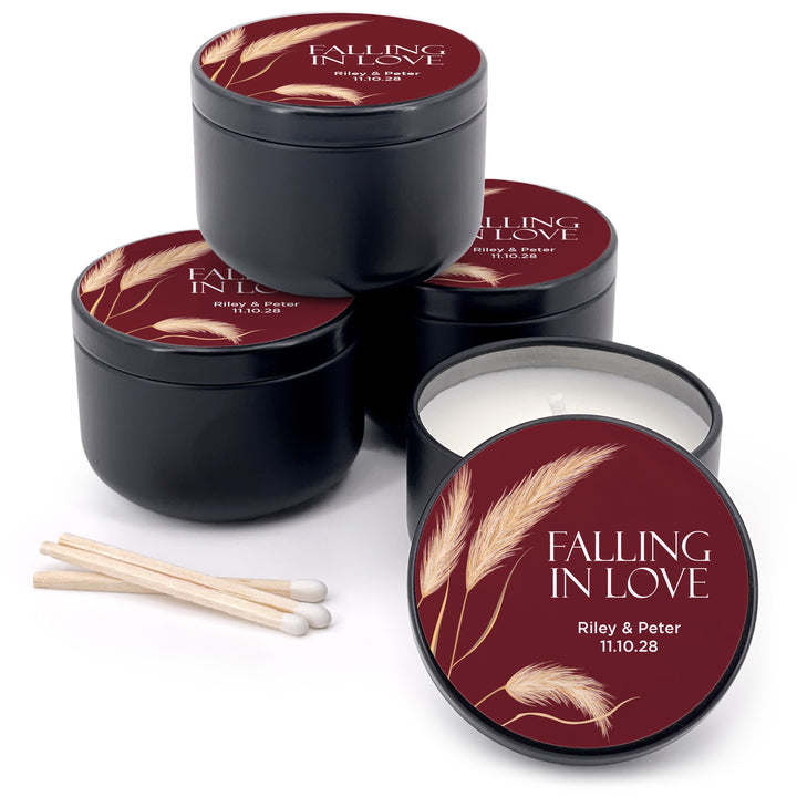 Bulk Wedding Favors, Unique Wedding Favors, Custom Candles, Harvest Grass, Falling in Love, 2oz Mini Lavender Candles