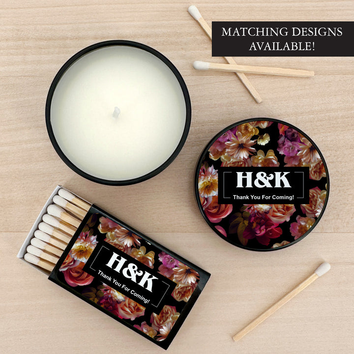 Custom Candle Wedding Favors, Dutch Florals, Dark Floral Candles, 2oz Mini Lavender Candles