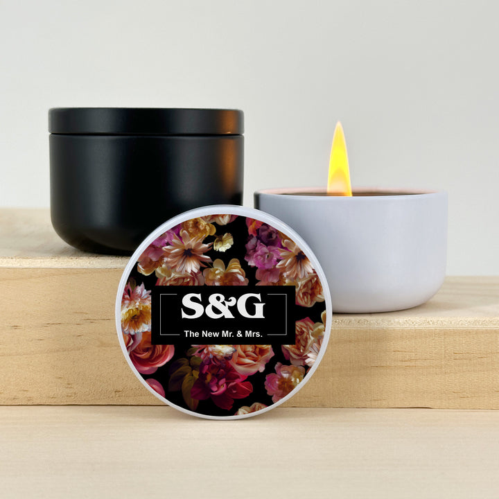 Custom Candle Wedding Favors, Dutch Florals, Dark Floral Candles, 2oz Mini Lavender Candles