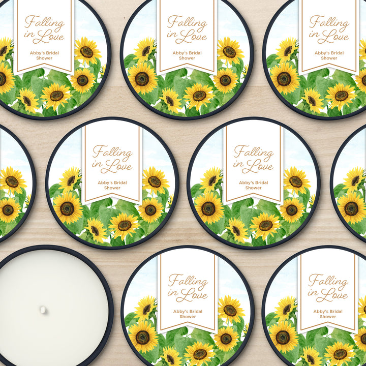 Custom Candle Wedding Favors, Fall Wedding, Sunflowers, 2oz Mini Lavender Candles