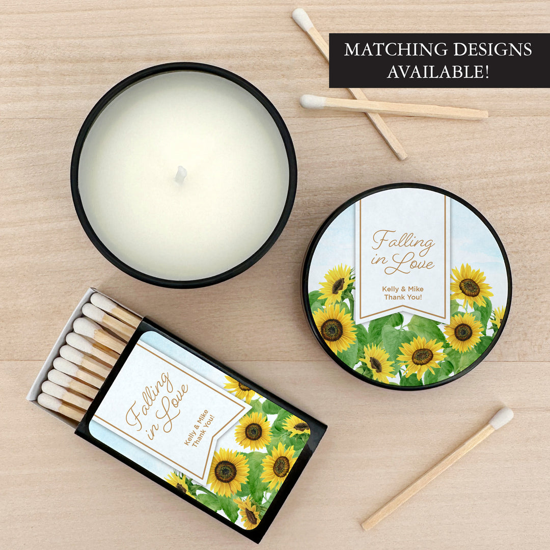 Custom Candle Wedding Favors, Fall Wedding, Sunflowers, 2oz Mini Lavender Candles