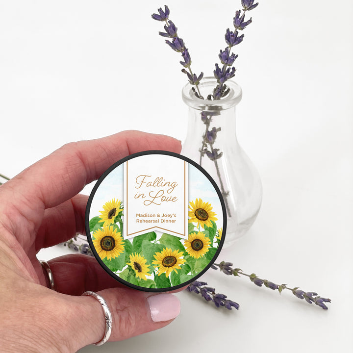Custom Candle Wedding Favors, Fall Wedding, Sunflowers, 2oz Mini Lavender Candles