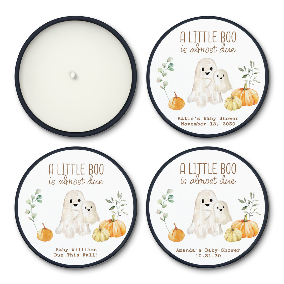 A Little Boo is Almost Due, Fall Baby Shower Candle Favors, 2oz Mini Lavender Candles