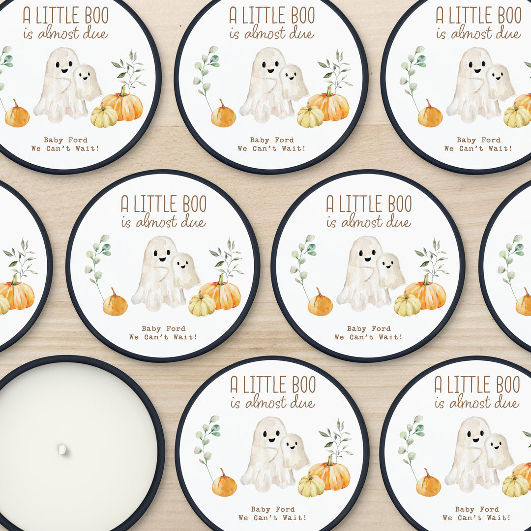 A Little Boo is Almost Due, Fall Baby Shower Candle Favors, 2oz Mini Lavender Candles