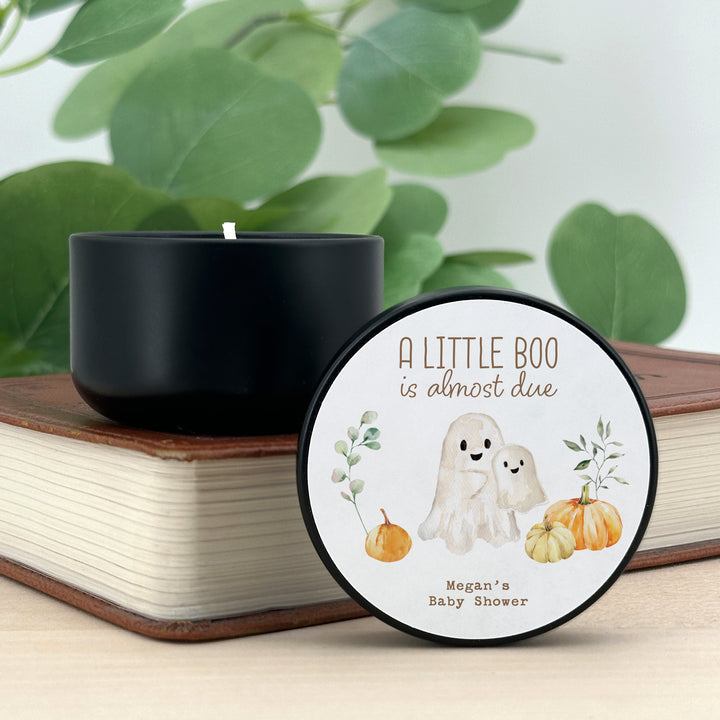A Little Boo is Almost Due, Fall Baby Shower Candle Favors, 2oz Mini Lavender Candles