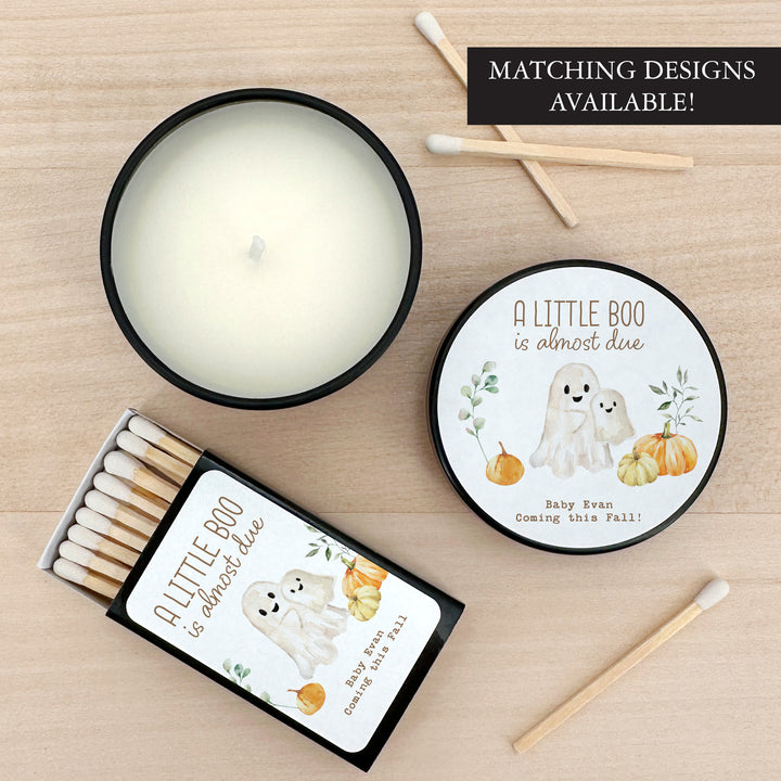 A Little Boo is Almost Due, Fall Baby Shower Candle Favors, 2oz Mini Lavender Candles