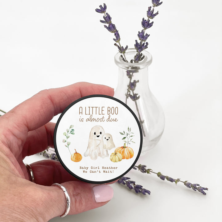 A Little Boo is Almost Due, Fall Baby Shower Candle Favors, 2oz Mini Lavender Candles