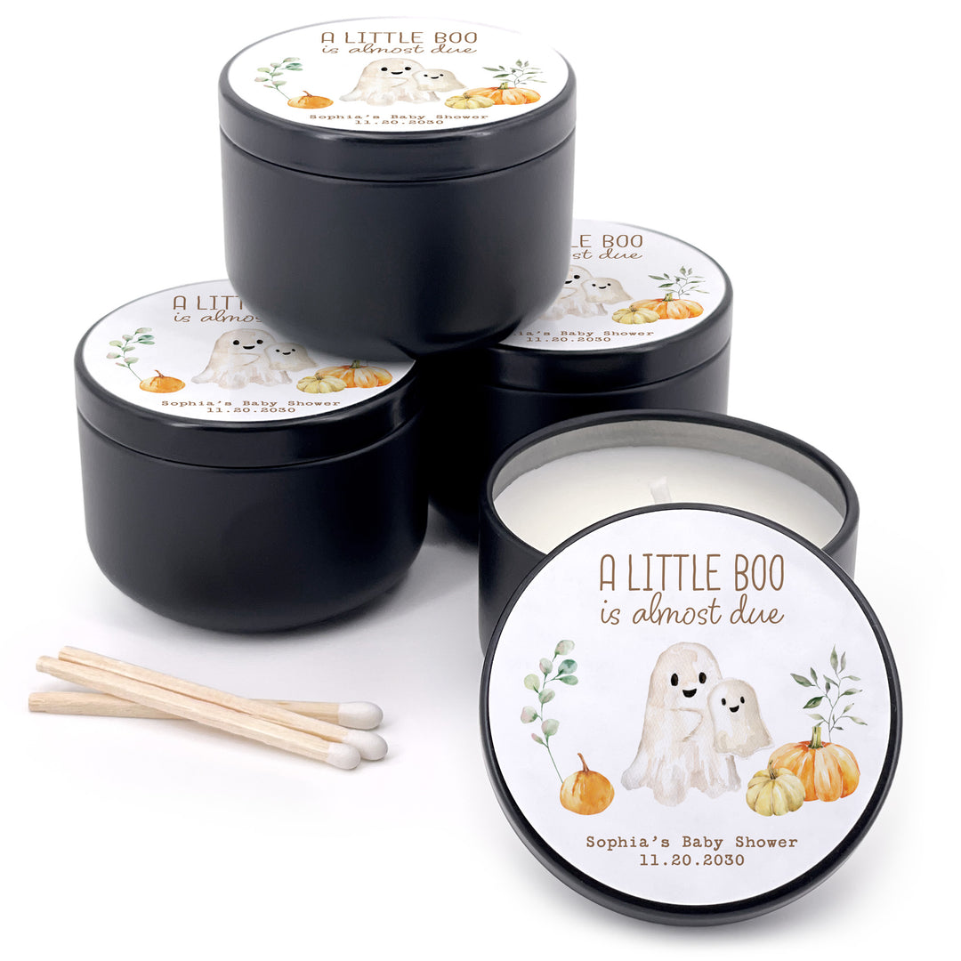 A Little Boo is Almost Due, Fall Baby Shower Candle Favors, 2oz Mini Lavender Candles