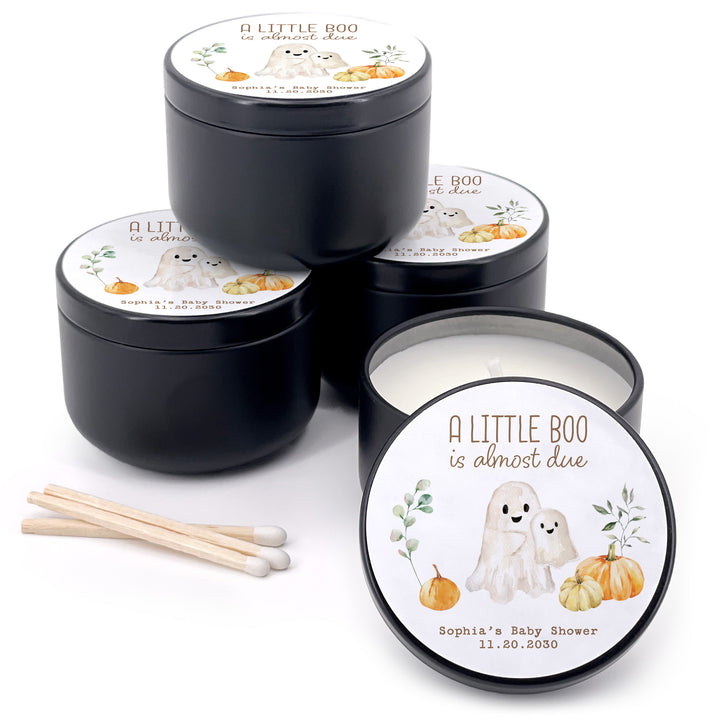 A Little Boo is Almost Due, Fall Baby Shower Candle Favors, 2oz Mini Lavender Candles