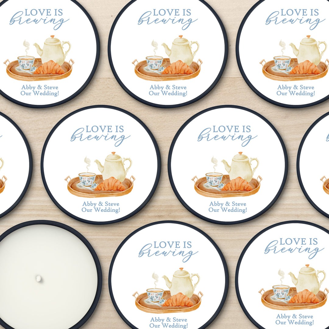 Bridal Shower Candle Favors, Custom 2 oz Mini Lavender Candles, Bridal Brunch, Bridal Shower Tea Tray