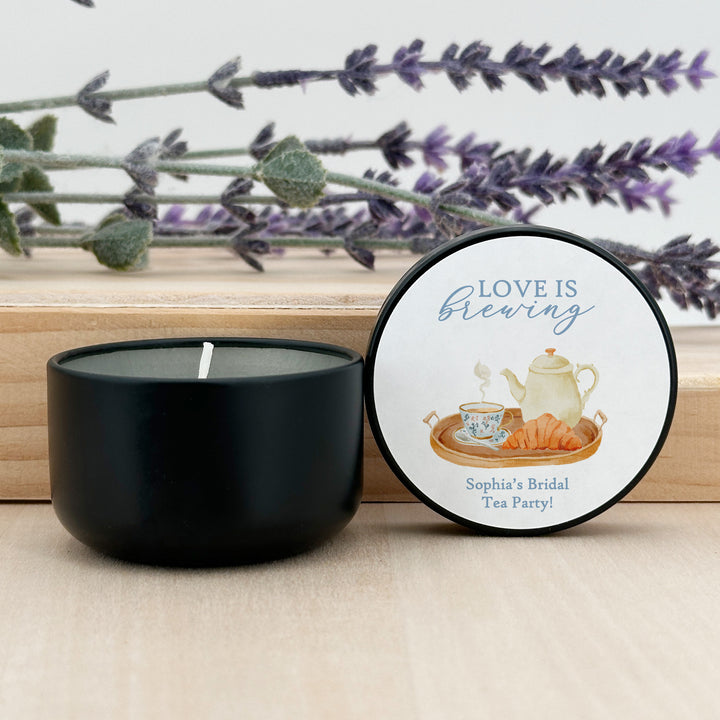Bridal Shower Candle Favors, Custom 2 oz Mini Lavender Candles, Bridal Brunch, Bridal Shower Tea Tray