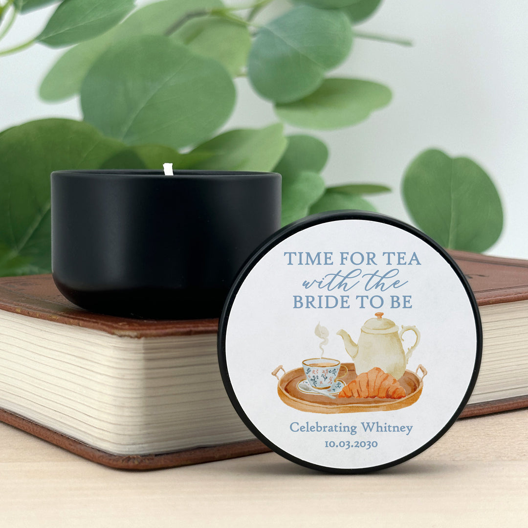 Bridal Shower Candle Favors, Custom 2 oz Mini Lavender Candles, Bridal Brunch, Bridal Shower Tea Tray