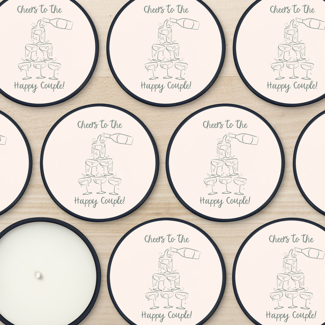Unique Wedding Favors, Personalized Candles, Doodle Hand Drawn Champagne Tower Sketch, 2oz Mini Lavender Candles