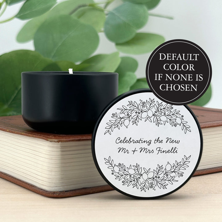 Custom Candle Wedding Favors, Amalfi Coast Sketch Pattern, Hand Drawn Mediterranean Florals, 2oz Mini Lavender Candles